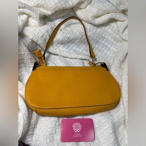 Vince Camuto Mustard Yellow Wristlet clutch Irine with card